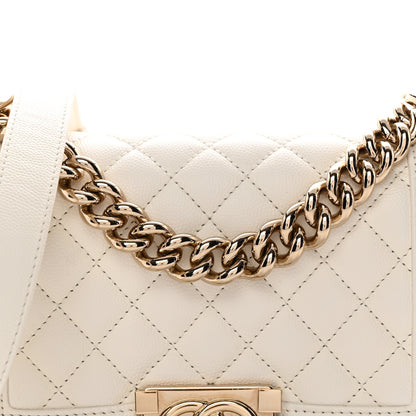 Chanel Caviar Quilted Small Boy Flap White 8 of 10