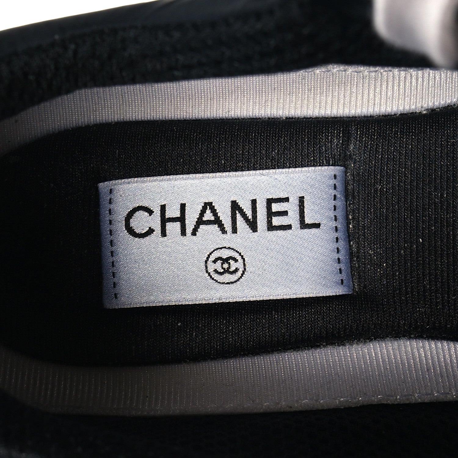 Chanel Mesh Suede Calfskin Grained Calfskin Womens CC Sneakers 38.5 White Black 7 of 8