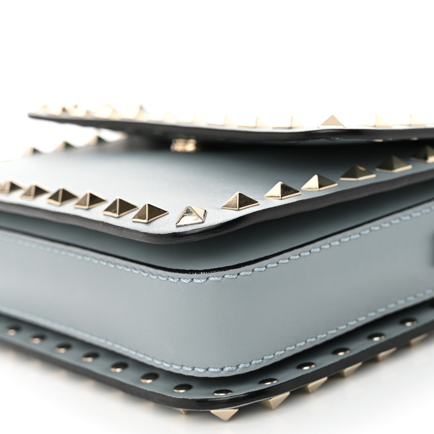 Vitello Rockstud Flap Crossbody Bag London Stone