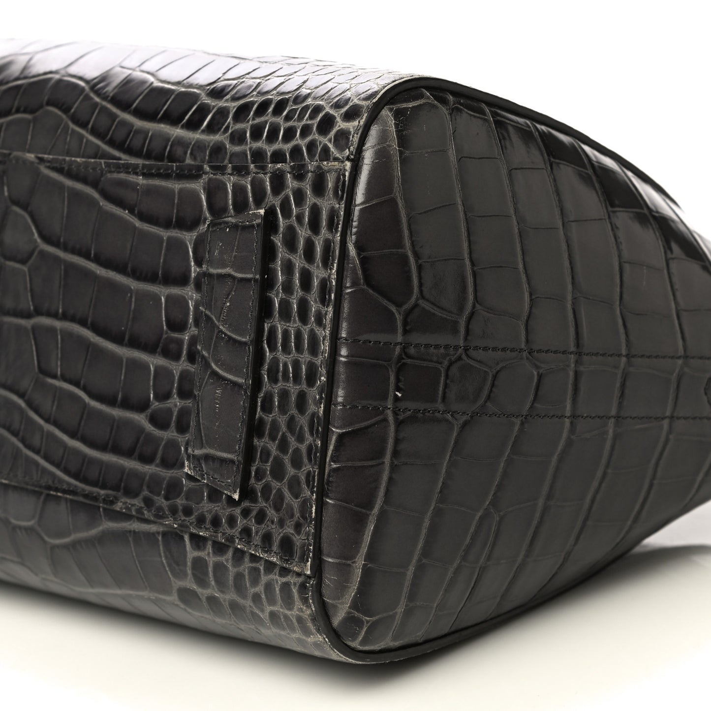 Calfskin Crocodile Embossed Small Antigona Storm Grey