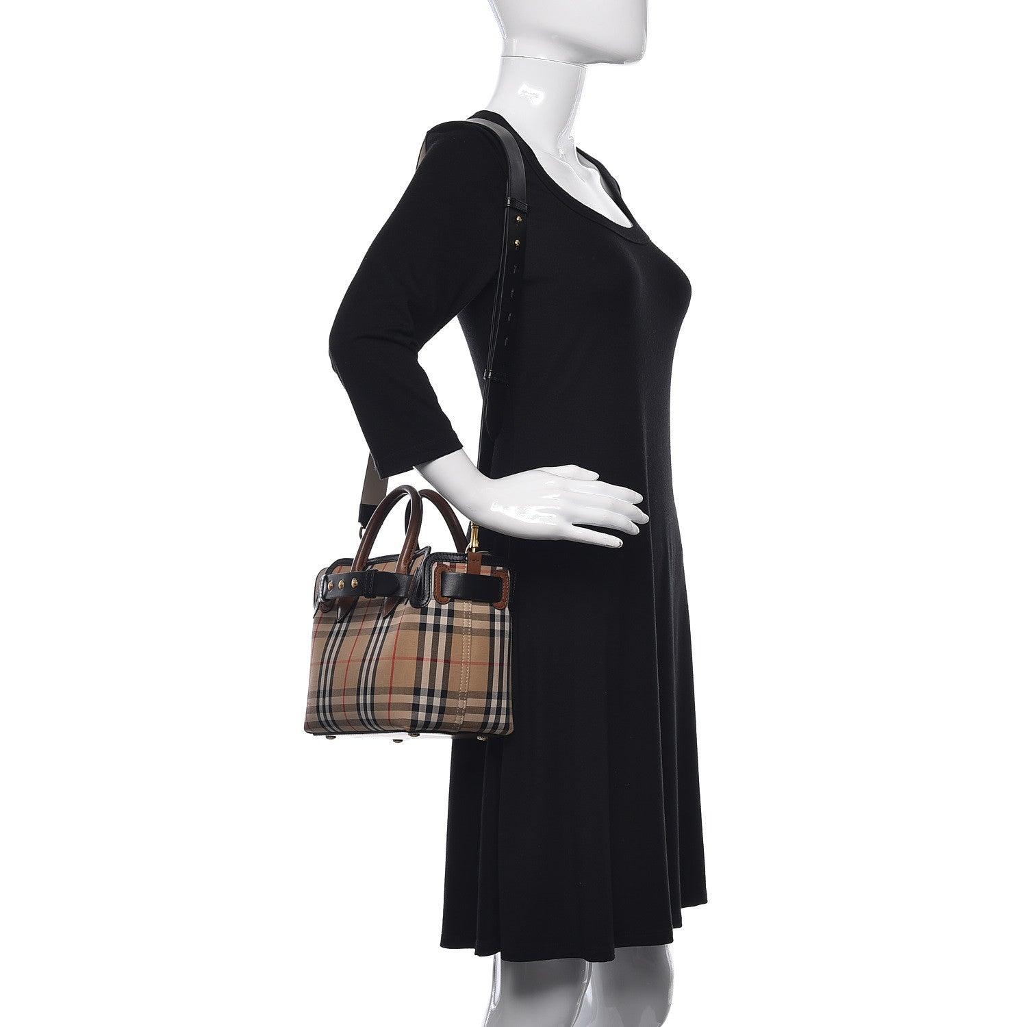 Burberry Calfskin Vintage Check Triple Stud Mini Belt Bag Archive Beige 2 of 12