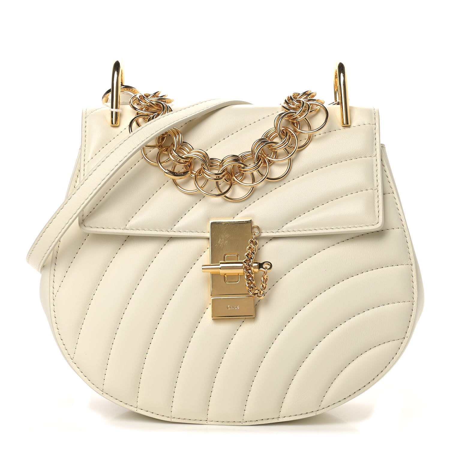 Chloe Calfskin Quilted Drew Bijou Shoulder Bag Natural White 1 of 8
