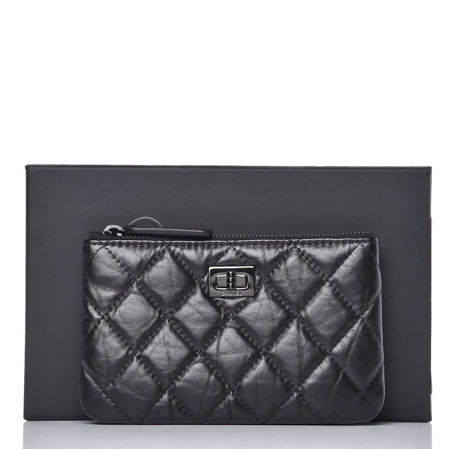 Aged Calfskin Quilted Small Reissue Cosmetic Case So Black