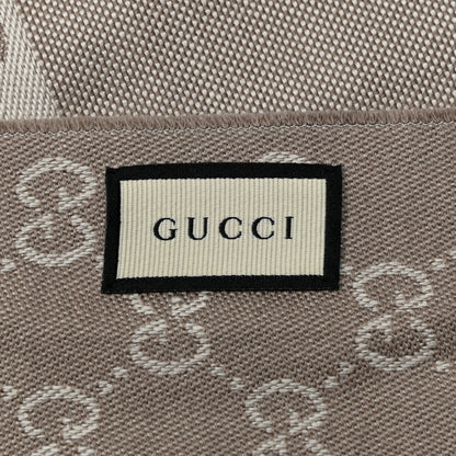Gucci Wool GG Monogram HalfGG Fringe Scarf Ivory Beige 3 of 4