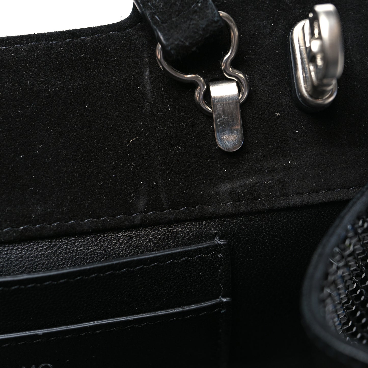 Suede Crystal Embellished Mini Wanda Top Handel Black