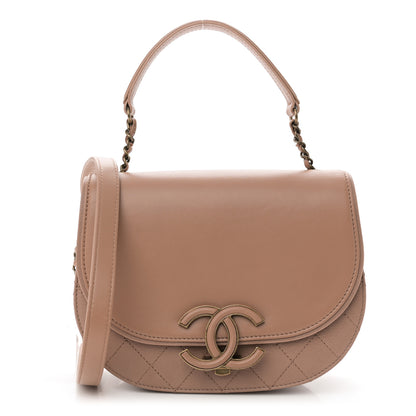 Chanel Shiny Calfskin Goatskin Quilted Small Coco Curve Messenger Flap Beige 1 of 10