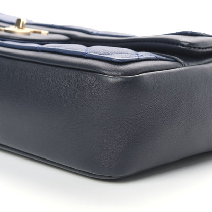 Chanel Lambskin Quilted Medium Graphic Flap Navy Black 9 of 12