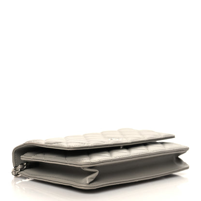Chanel Lambskin Quilted Wallet On Chain WOC Grey 4 of 10