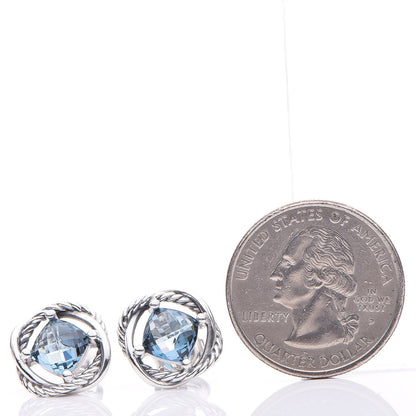 David Yurman Sterling Silver Blue Topaz 7mm Infinity Earrings 6 of 8
