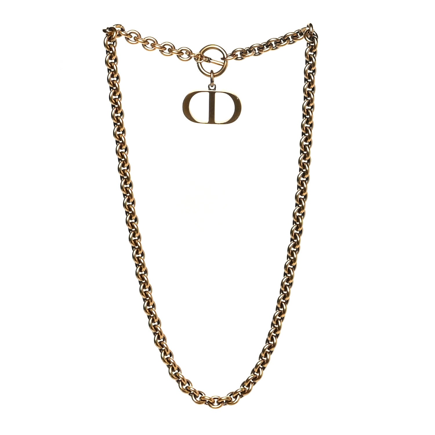 Christian Dior Metal 30 Montaigne Necklace Aged Gold 3 of 5