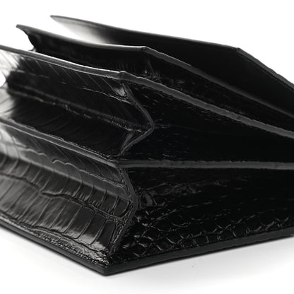 Balenciaga Shiny Calfskin Monochrome Crocodile Embossed S Sharp Chain Shoulder Bag Black 8 of 14