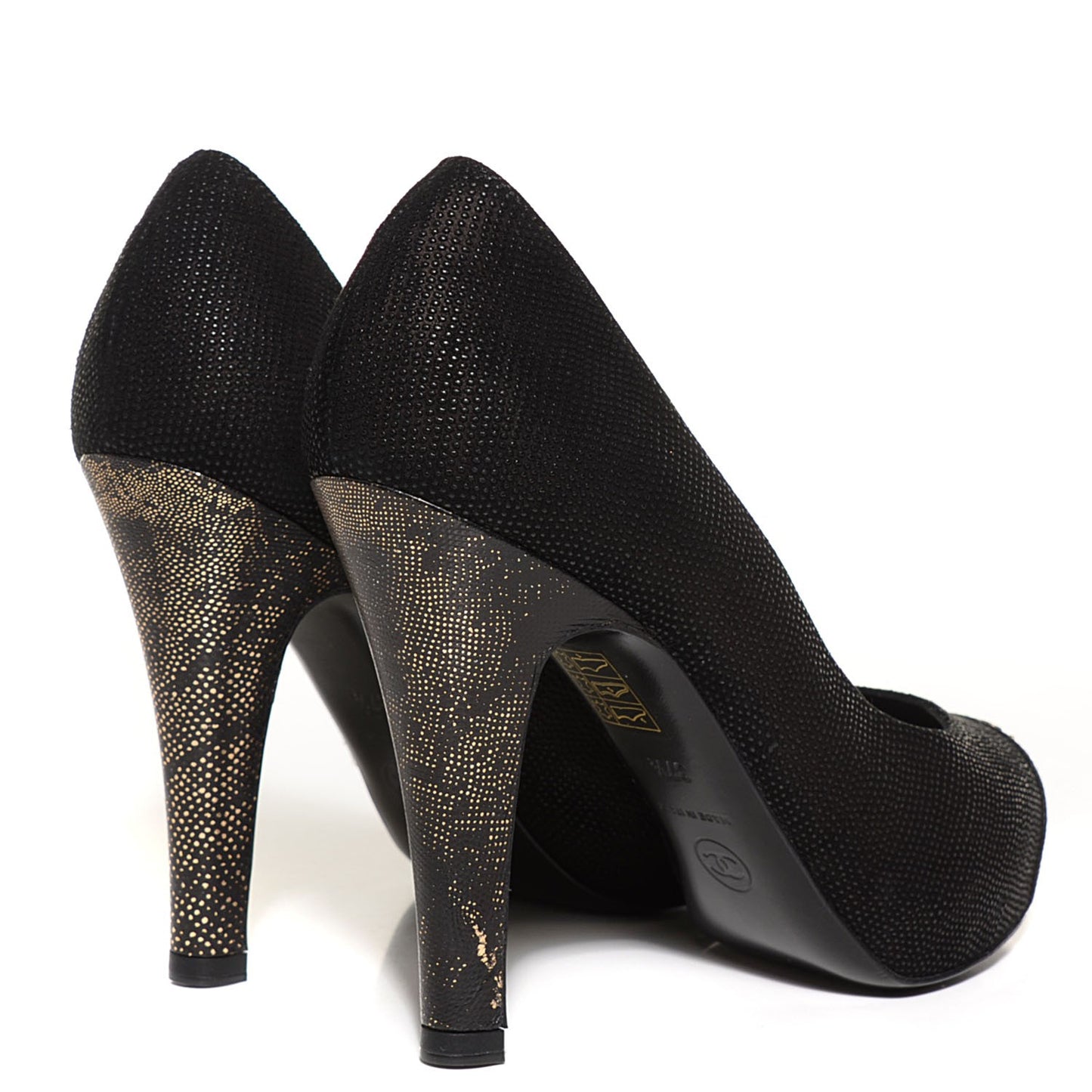 Coated Suede CC Cap Toe Pumps 37.5 Black