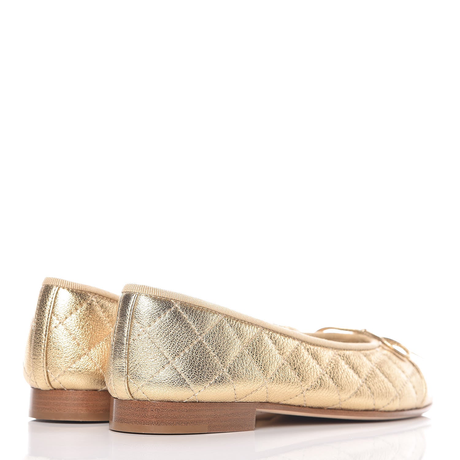 Chanel Metallic Lambskin Quilted Cap Toe Ballerina Flats 36 Gold 5 of 13