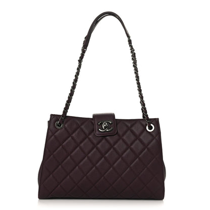 Chanel Caviar Quilted Large CC Accordion Shopping Bag Burgundy 1 of 10