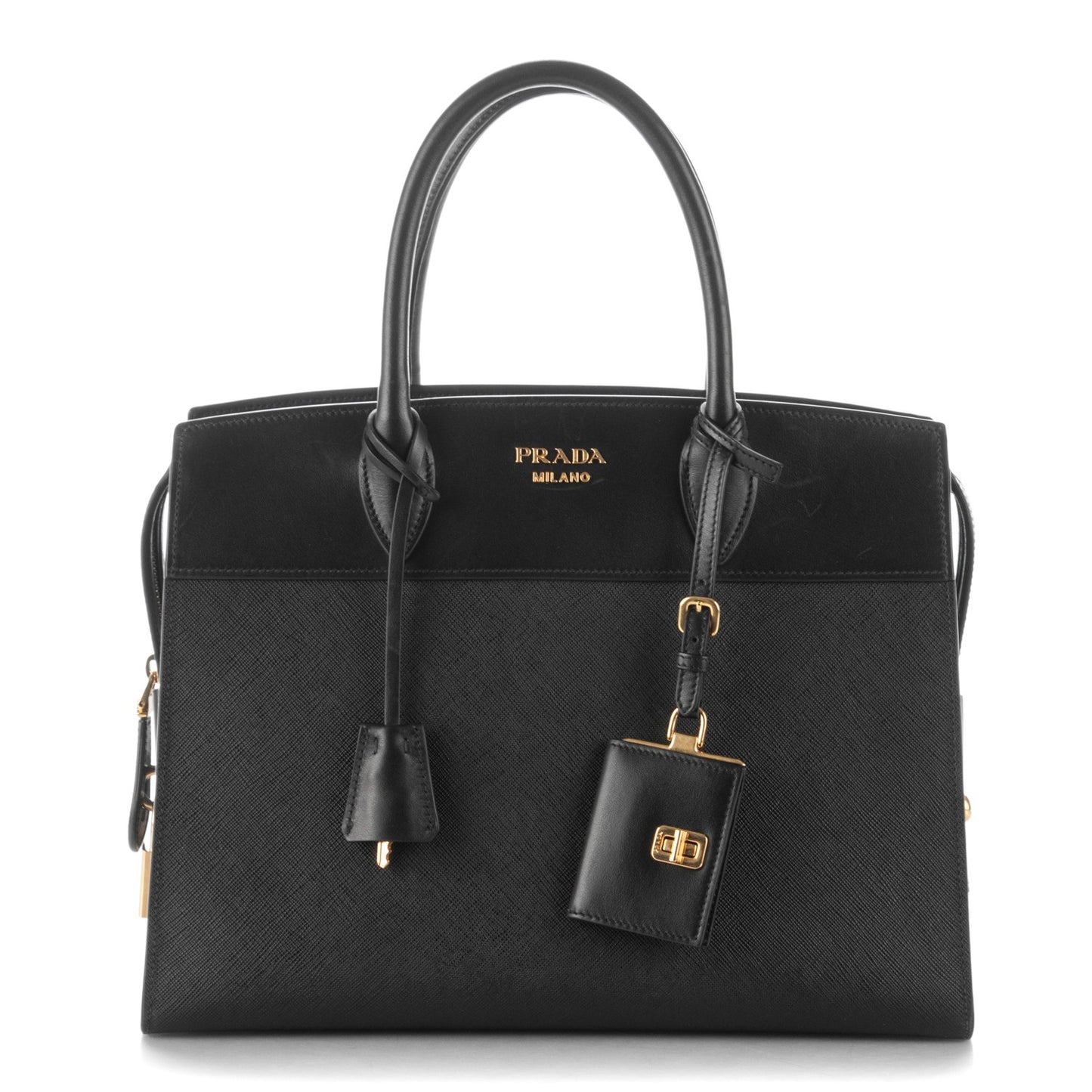 Saffiano City Calfskin Medium Esplanade Tote Black