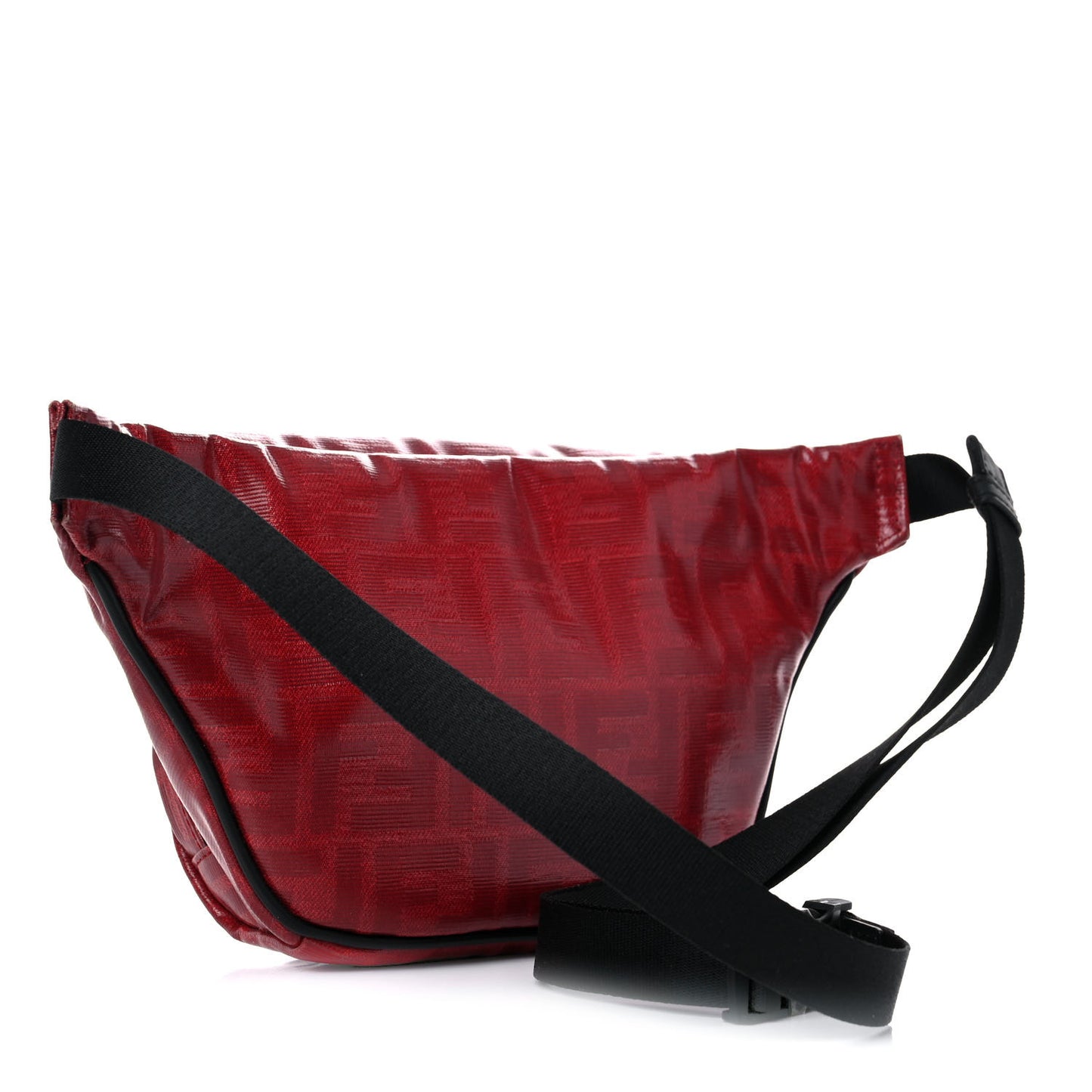 Glazed Fabric Vitello Century FF 1974 Stamp Patch Pocket Belt Bag Rosso