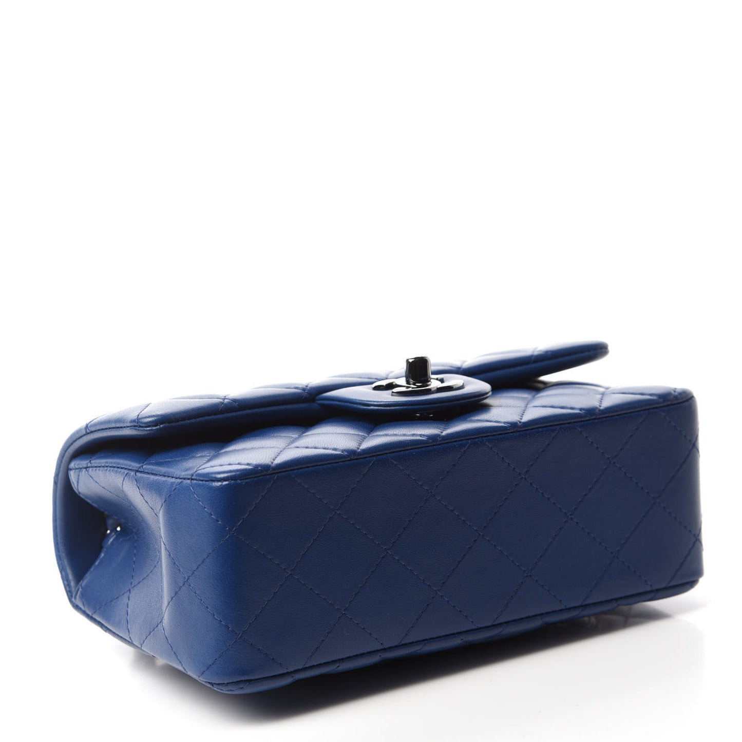 Lambskin Quilted Mini Rectangular Flap Blue