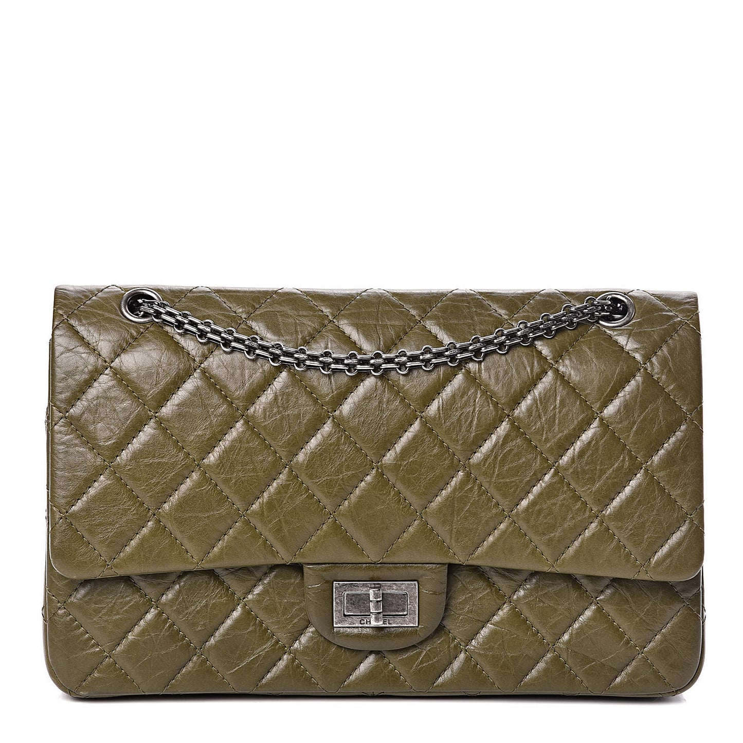 Aged Calfskin Quilted 2.55 Reissue 227 Flap Dark Green