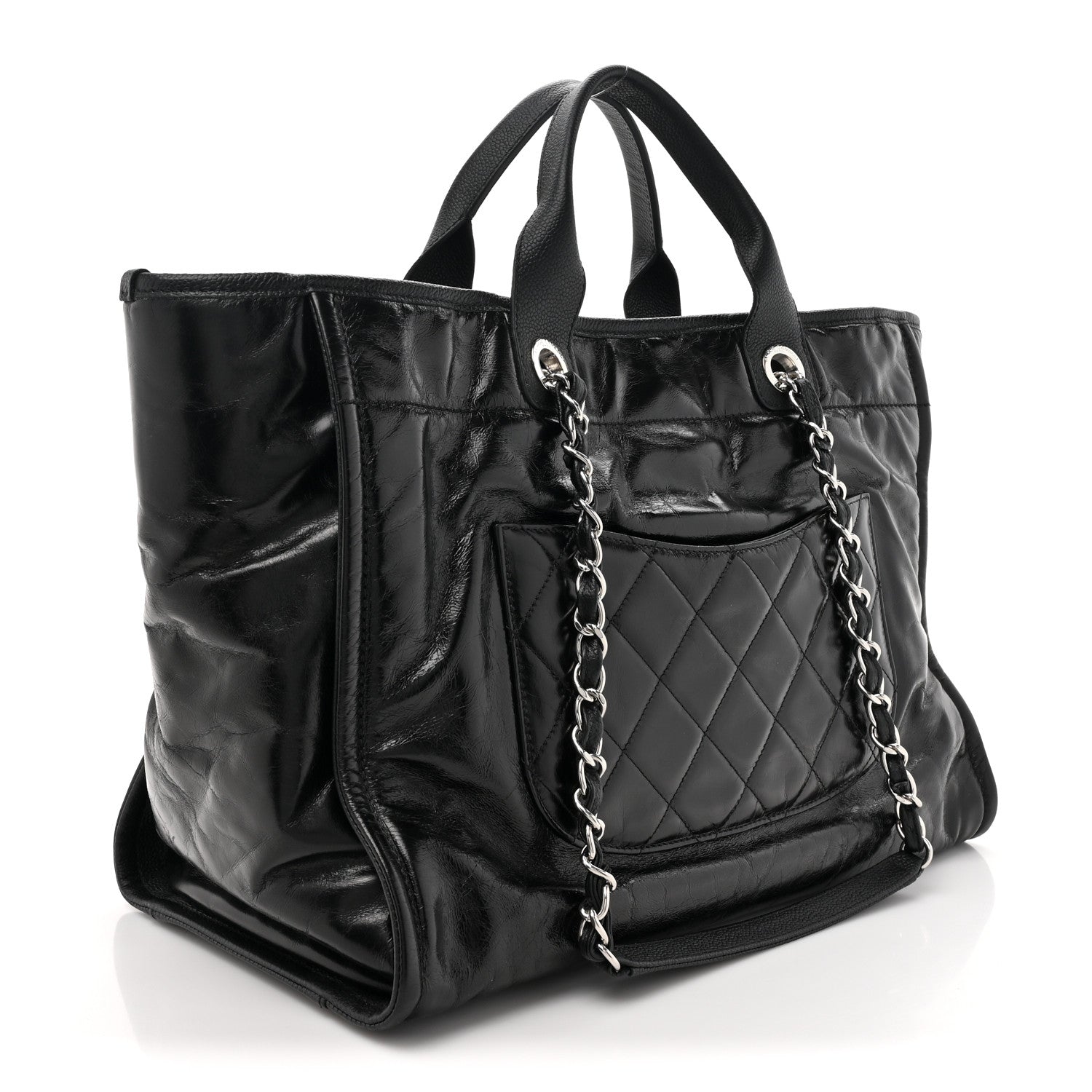 Chanel Glazed Calfskin Medium Deauville Tote Black 3 of 13