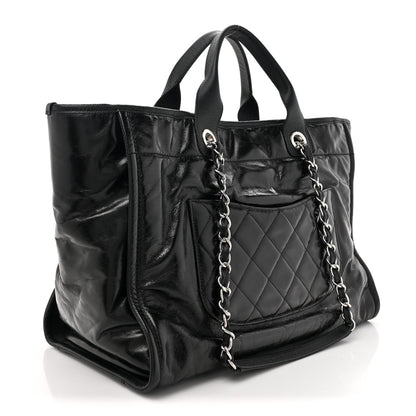 Chanel Glazed Calfskin Medium Deauville Tote Black 3 of 13