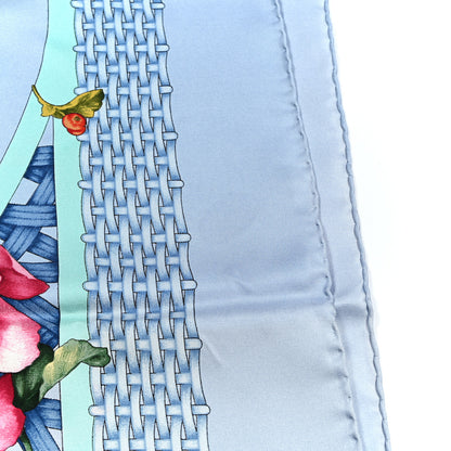 Gucci Silk Twill Floral Basket Square Scarf Blue Multicolor 13 of 14