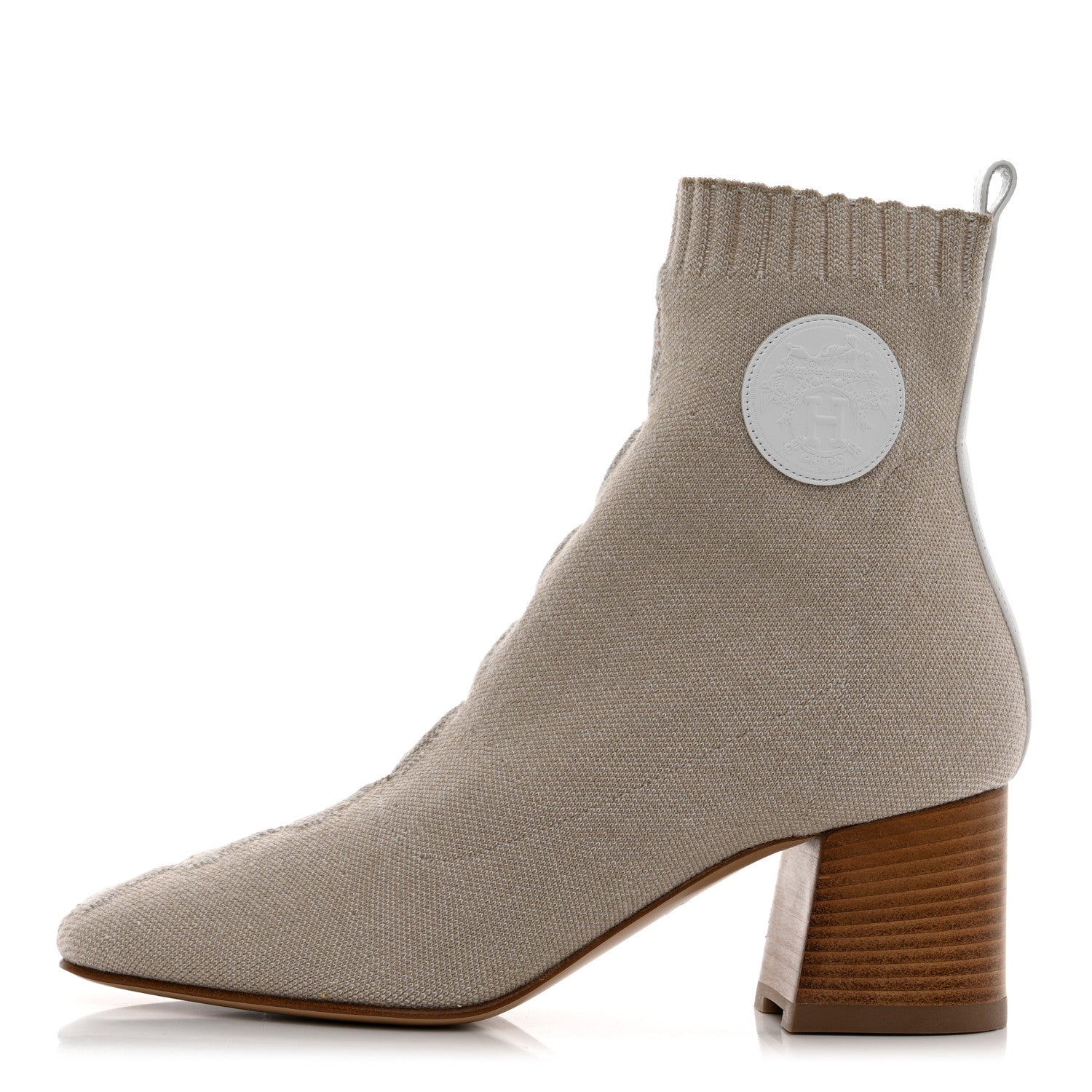 Hermes Knit Calfskin Volver 60 Ankle Boots 37 Nocciola 1 of 9
