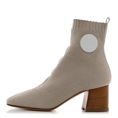Hermes Knit Calfskin Volver 60 Ankle Boots 37 Nocciola 1 of 9