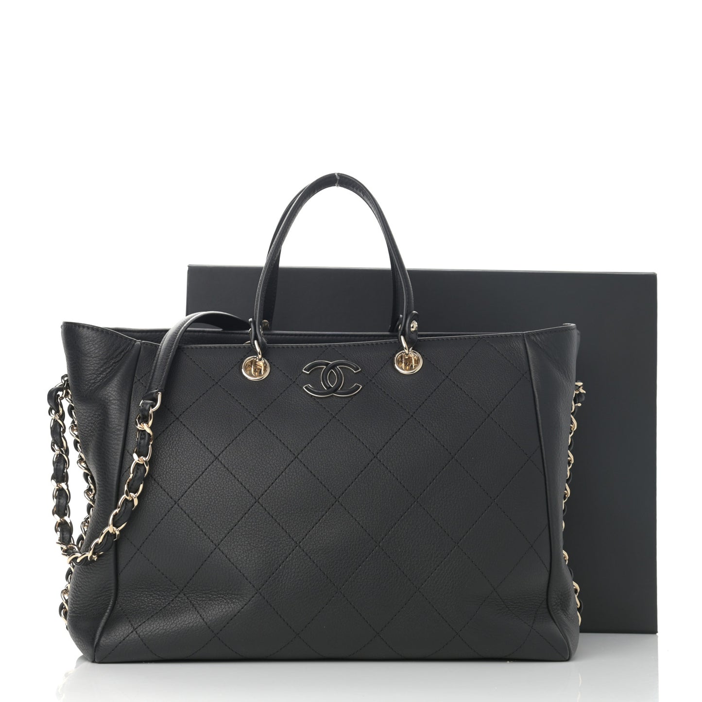 Bullskin Stitched Medium Shopping Bag Black