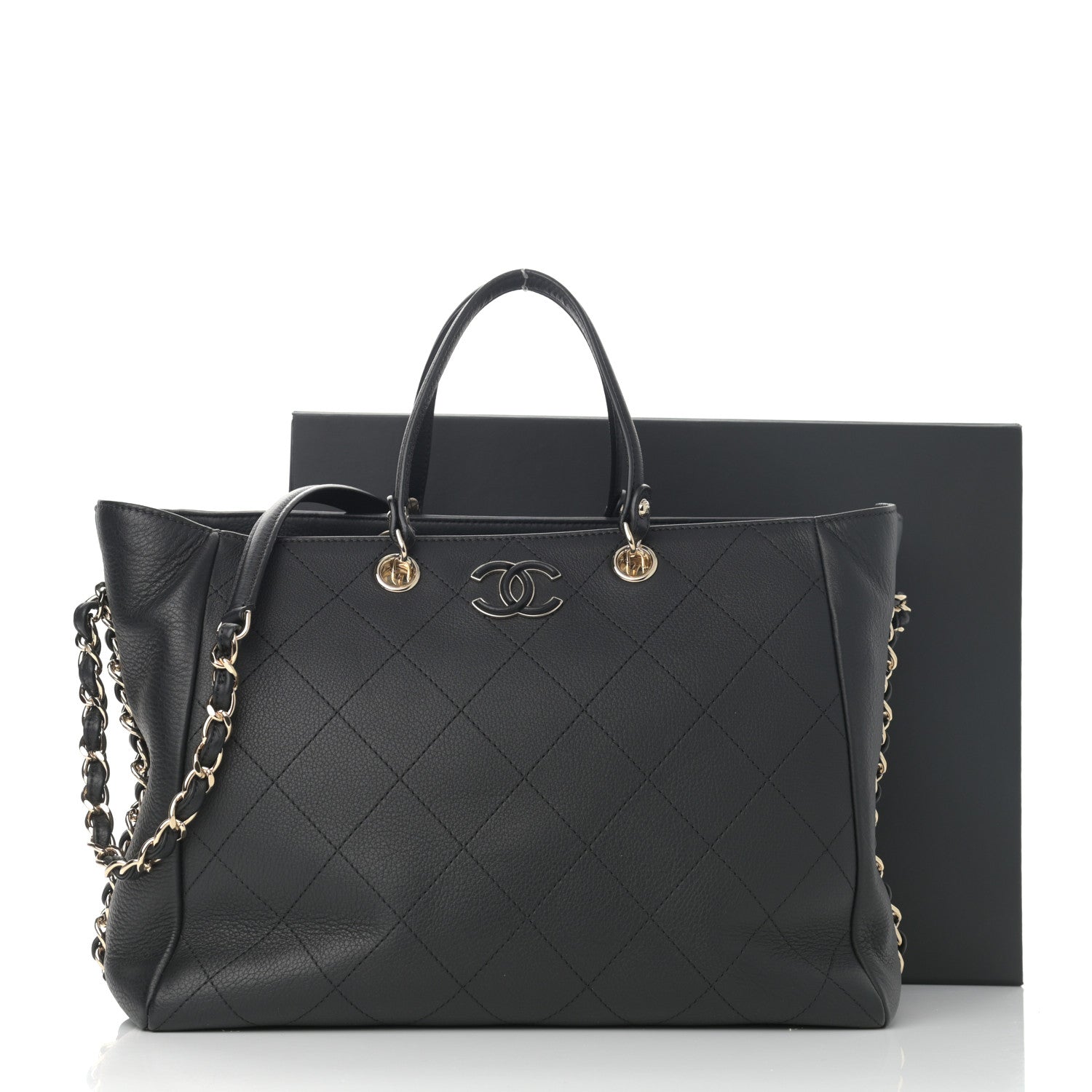 Chanel Bullskin Stitched Medium Shopping Bag Black 12 of 12