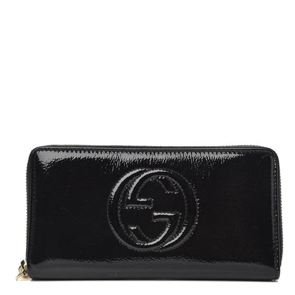 Gucci Patent Calfskin Soho Zip Around Wallet Black 1 of 7