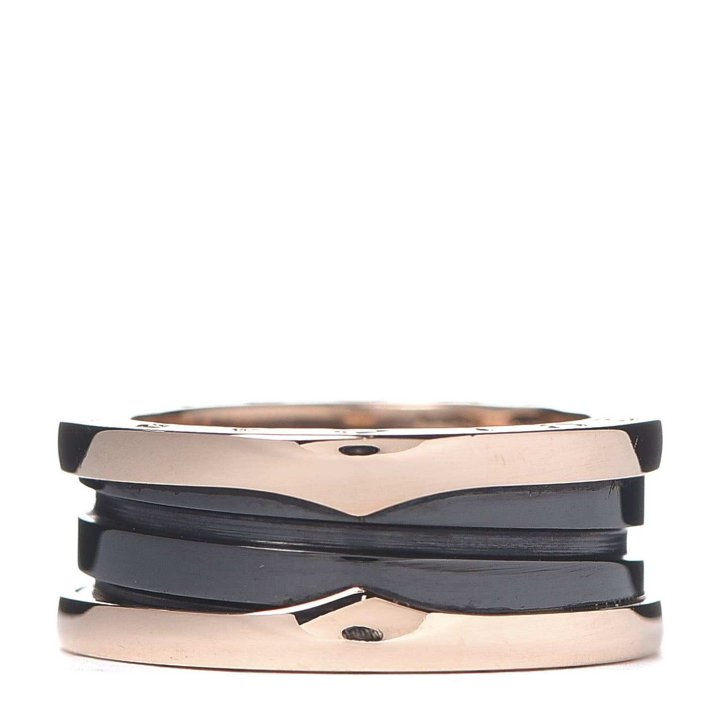 18K Rose Gold Black Ceramic B.Zero1 Two-Band Ring 52 6