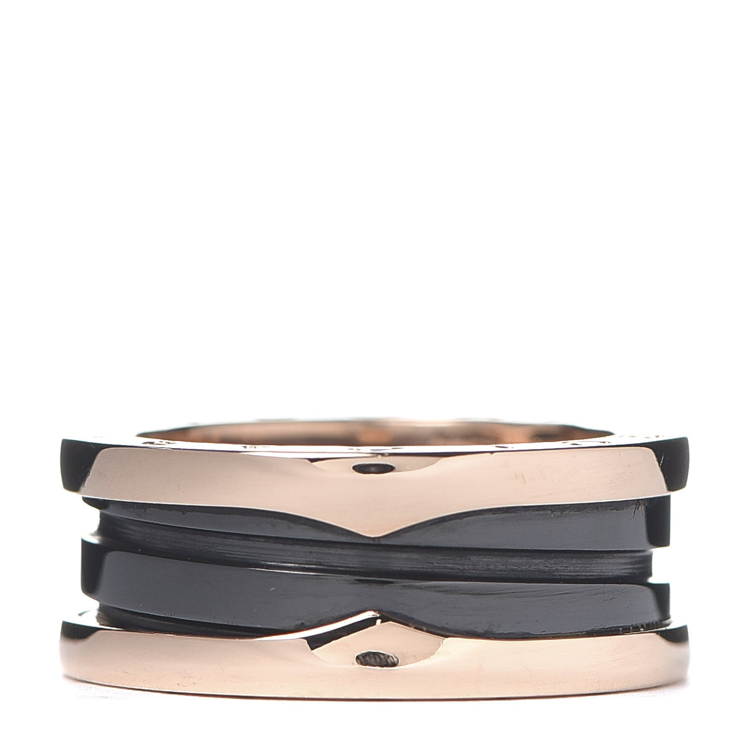 Bulgari 18K Rose Gold Black Ceramic B.Zero1 Two-Band Ring 52 6 1 of 7