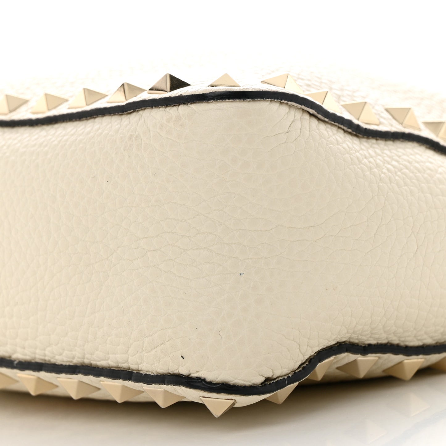 Pebbled Calfskin Mini Rockstud Flip-Lock Messenger Bag Light Ivory