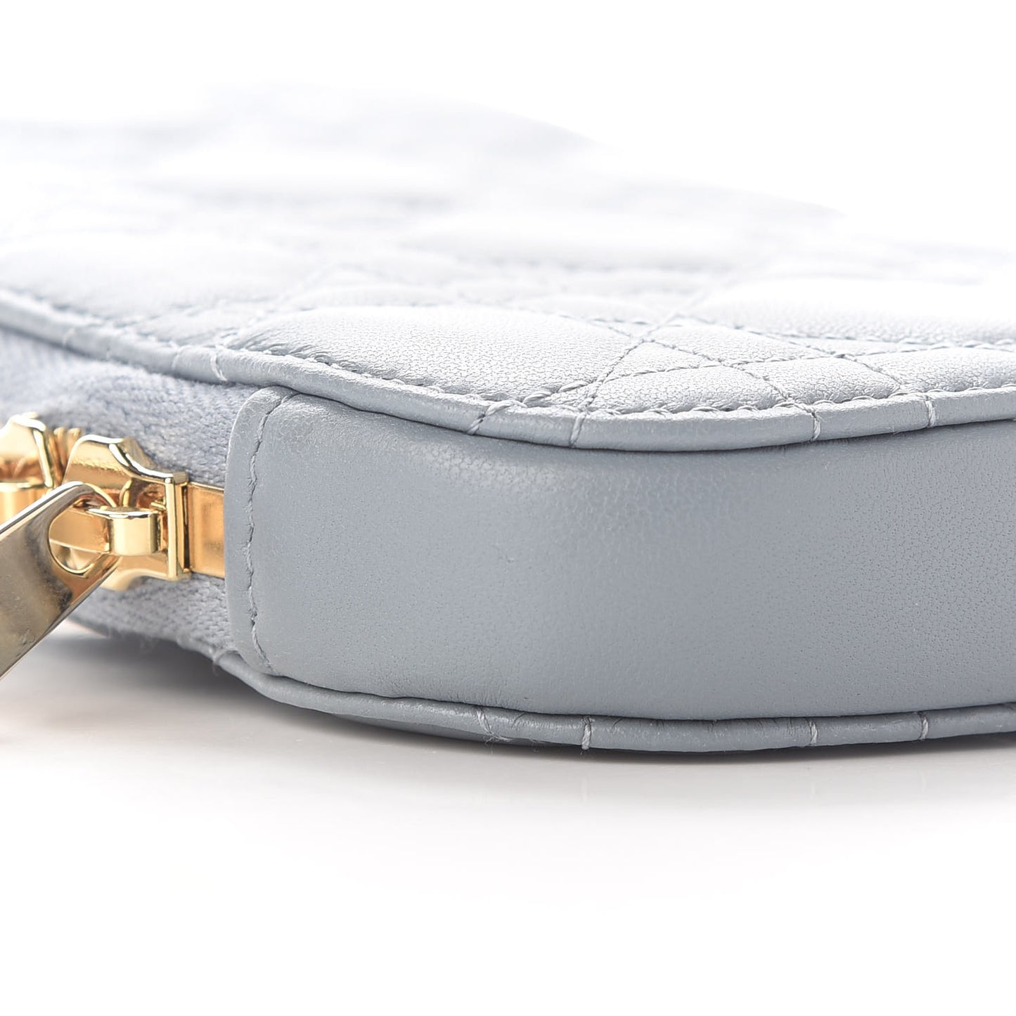 Lambskin Cannage Lady Dior Phone Holder Cloud Blue
