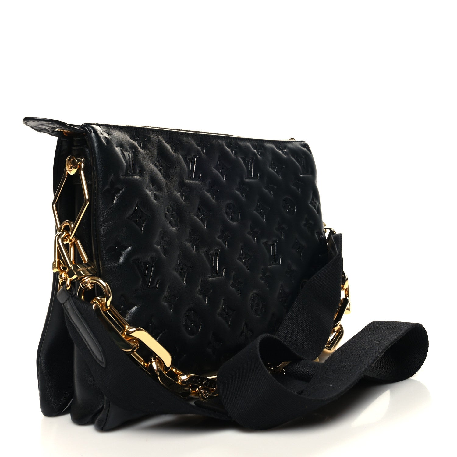 Louis Vuitton Lambskin Embossed Monogram Coussin MM Black 2 of 11