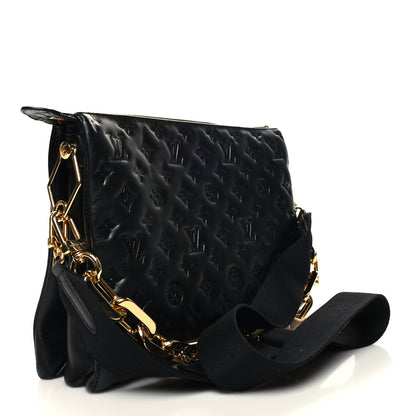 Louis Vuitton Lambskin Embossed Monogram Coussin MM Black 2 of 11