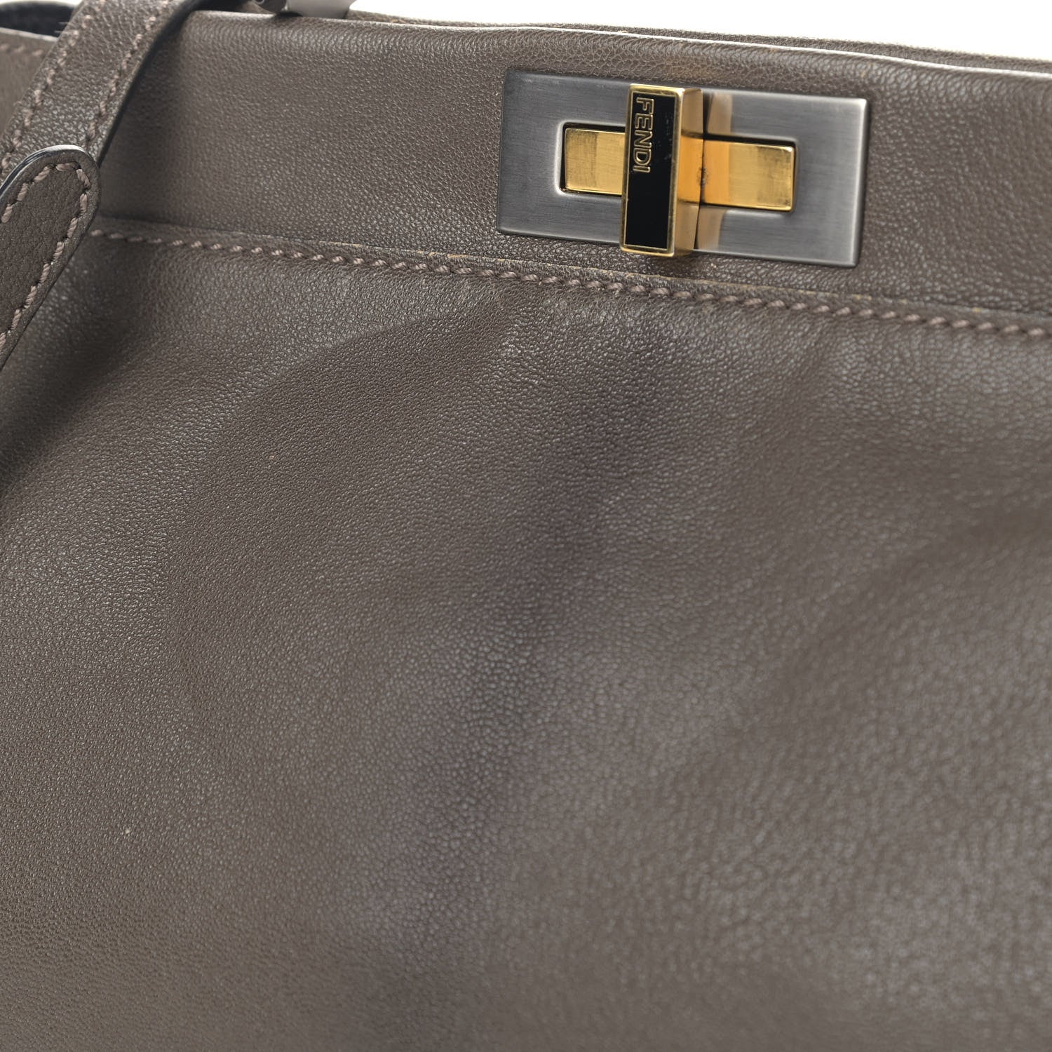Fendi Goatskin Zucca Medium Peekaboo Iconic Satchel Grigio Tobacco Moro 11 of 12