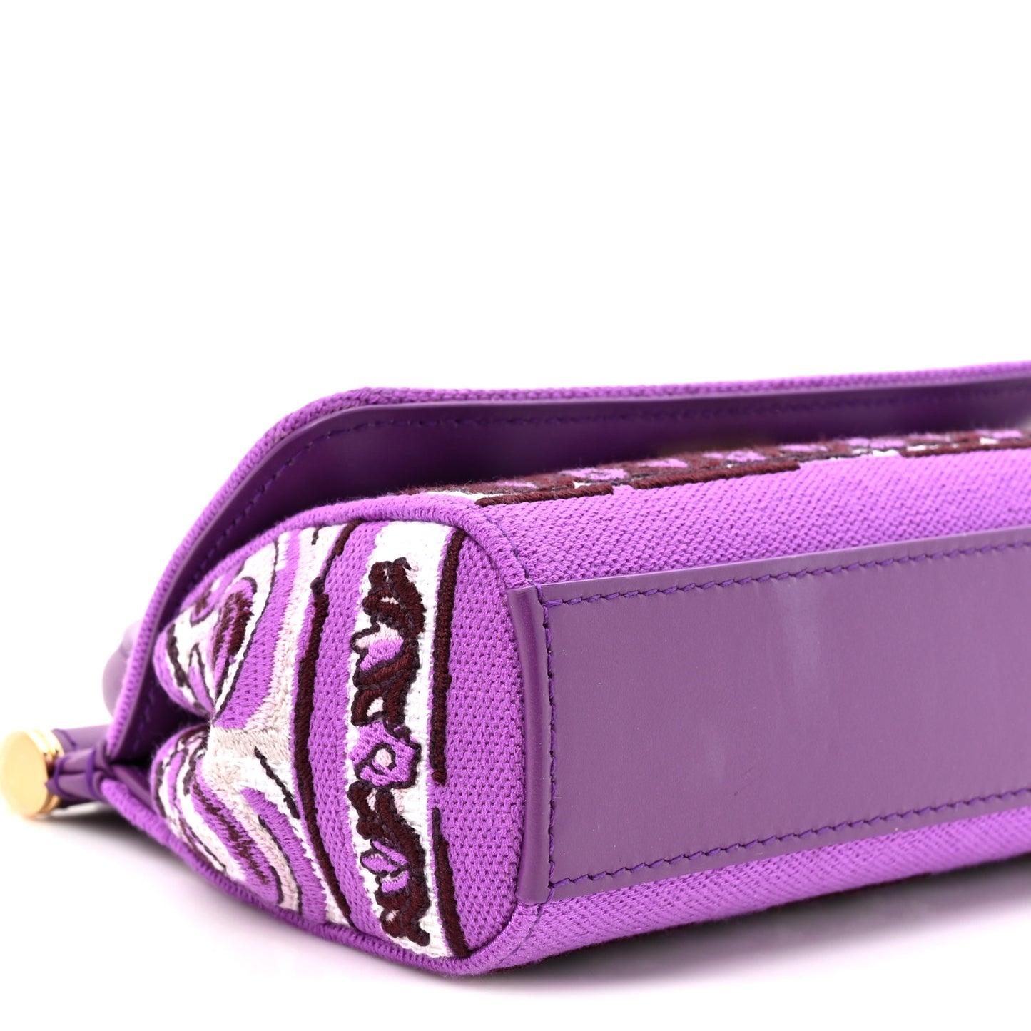 Canvas Embroidery Majolica Small Sicily Handbag Purple