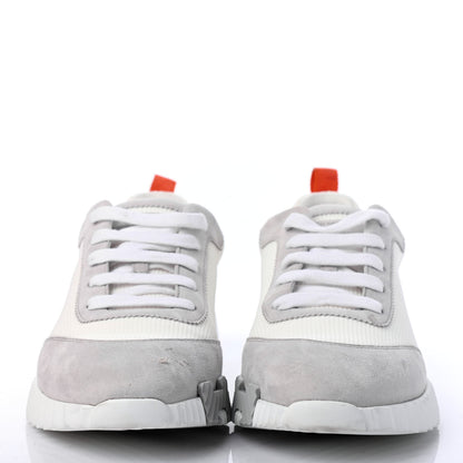 Hermes Technical Canvas Suede Goatskin Bouncing Sneakers 41 White Multicolor 2 of 5
