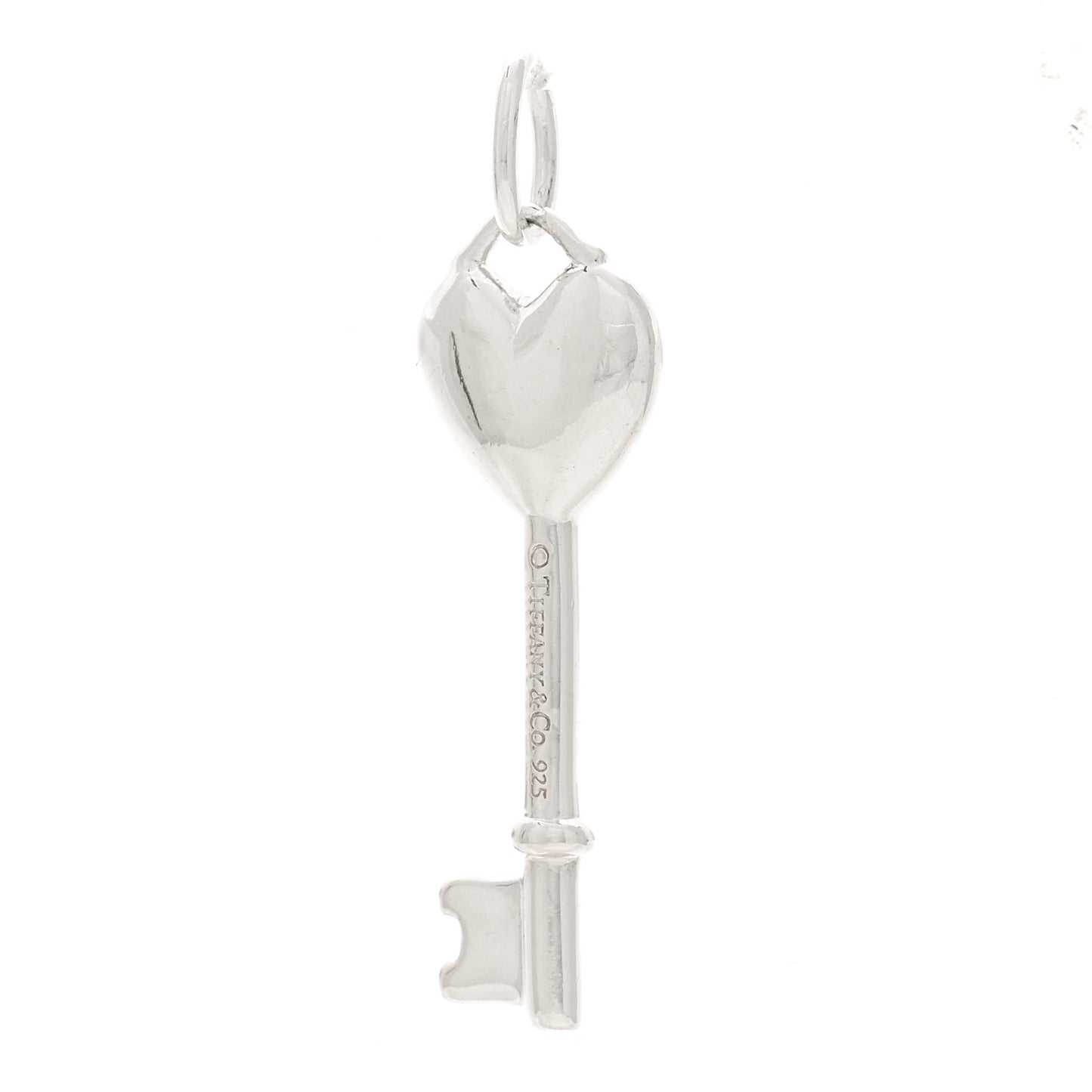 Sterling Silver Enamel Heart Key Pendant Blue