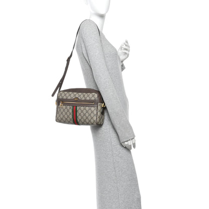 Gucci GG Supreme Monogram Web Small Ophidia Shoulder Bag Brown 2 of 12