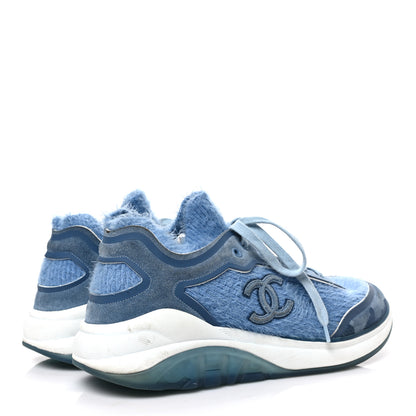 Chanel Suede Calfskin Stretch Fabric CC Sneakers Light Blue 4 of 6