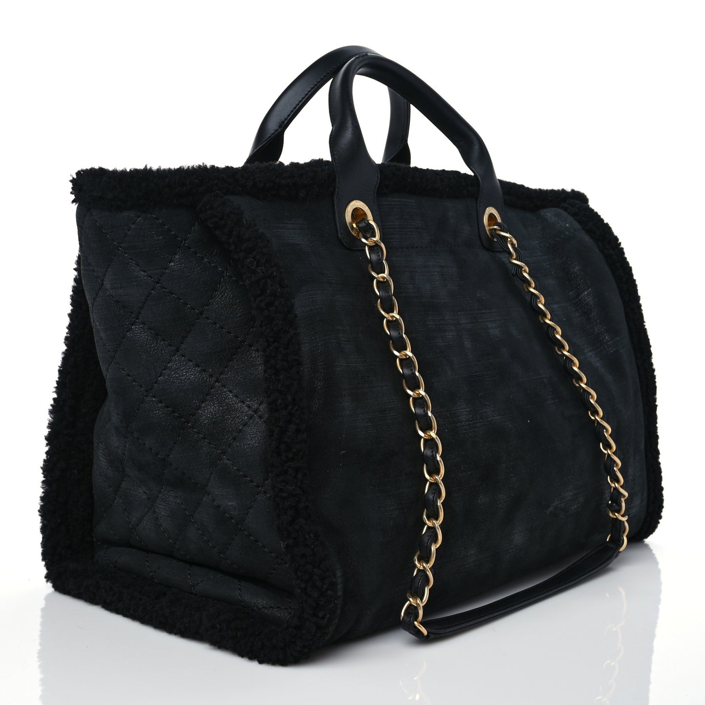 Shearling Medium Deauville Tote Black