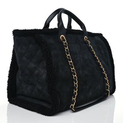 Chanel Shearling Medium Deauville Tote Black 2 of 8