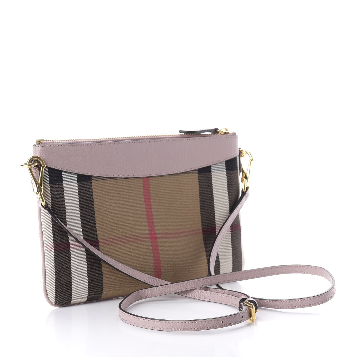 Burberry House Check Derby Peyton Crossbody Clutch Bag Pale Orchid 3 of 8