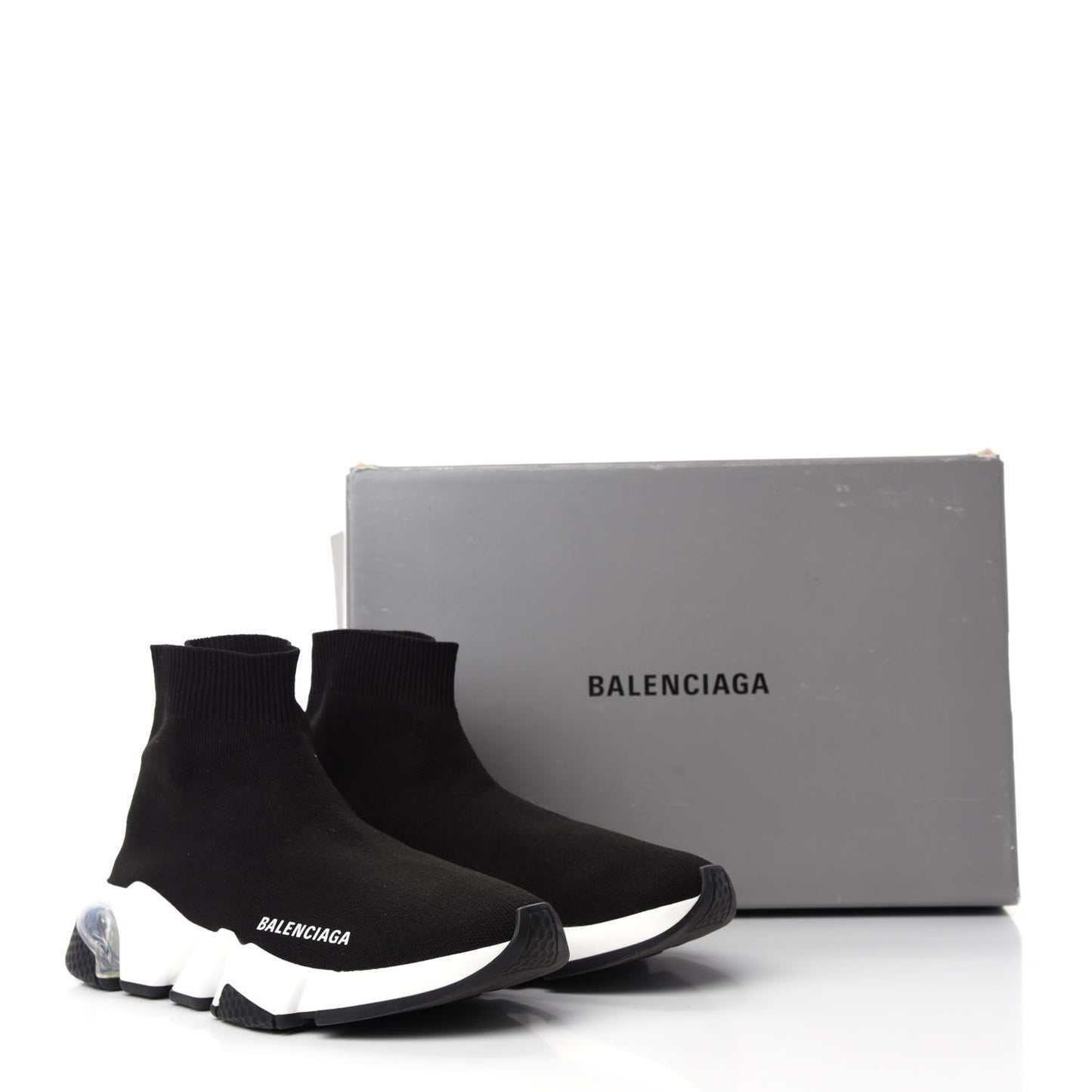 Neoprene Knit Womens Speed Clear Sole Sneakers 37 Black White
