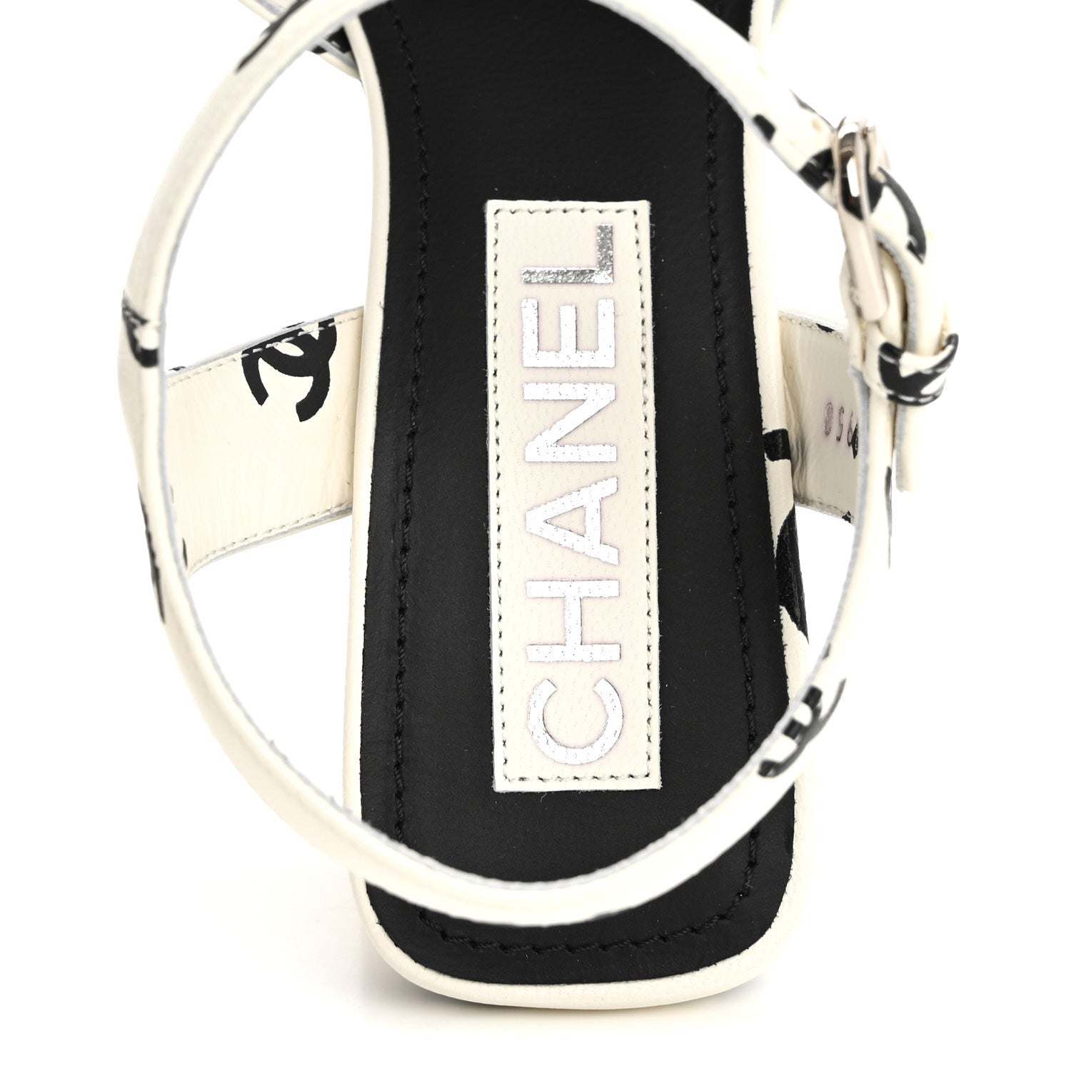 Chanel Printed Lambskin CC Platform Sandals 36 White Black 7 of 10