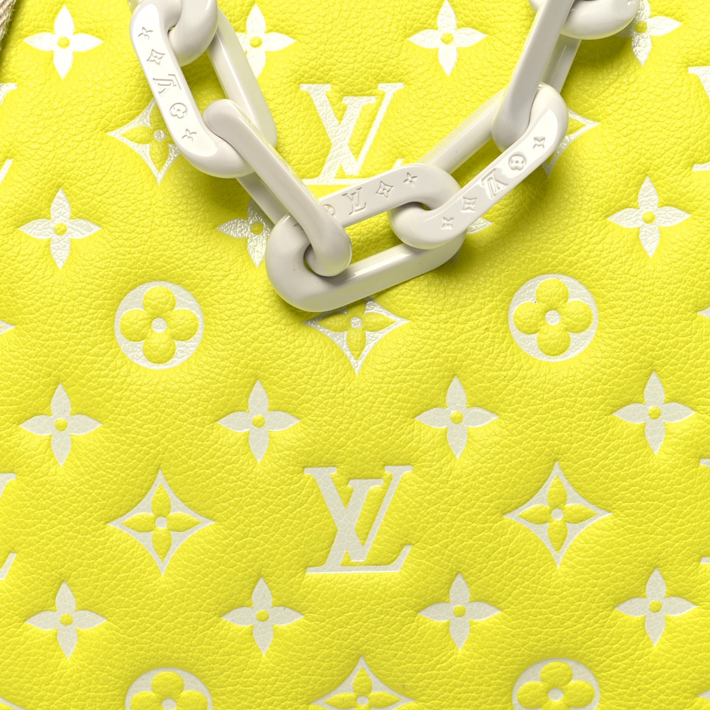Calfskin Embossed Monogram LV Match Coussin PM Fluorescent Yellow