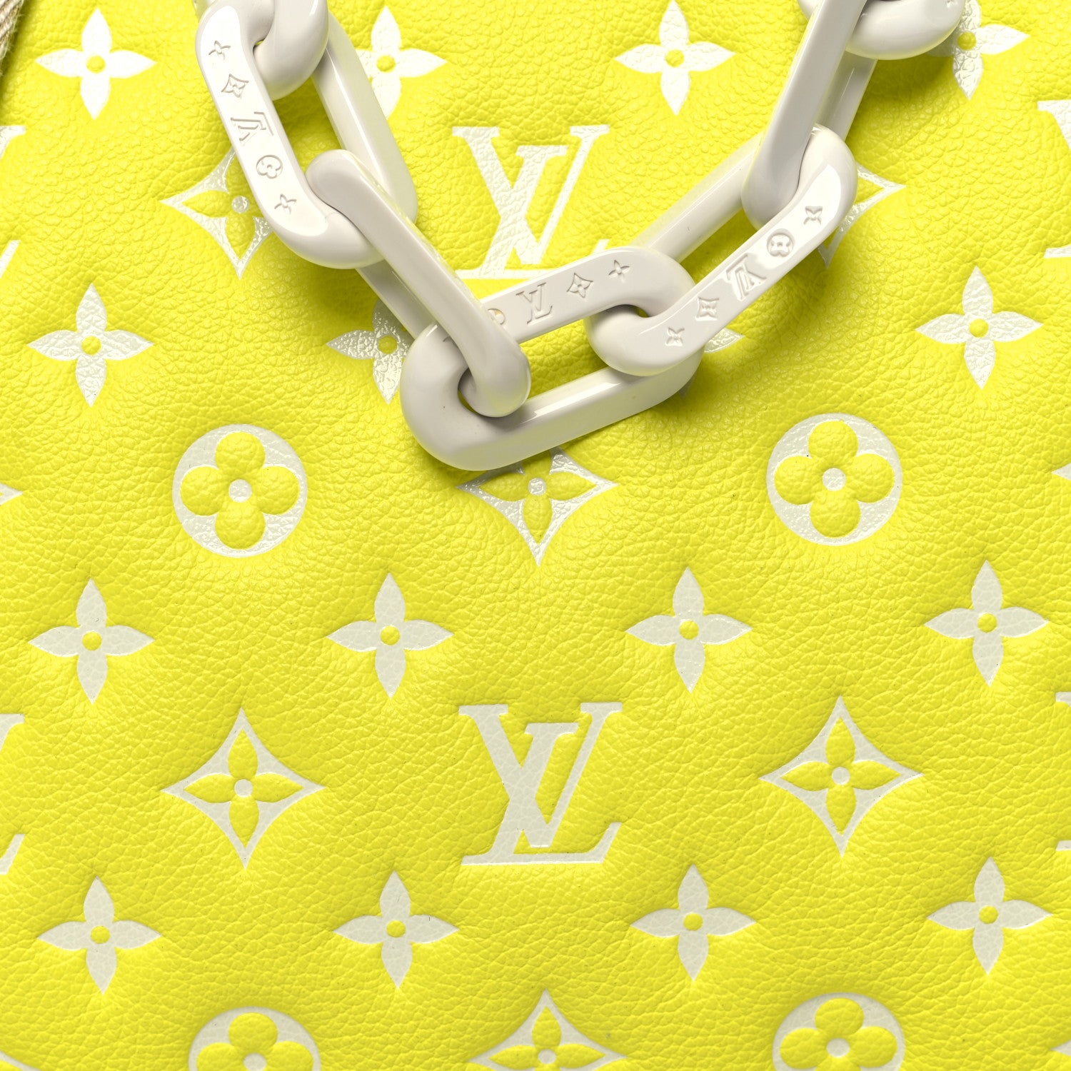 Louis Vuitton Calfskin Embossed Monogram LV Match Coussin PM Fluorescent Yellow 9 of 11