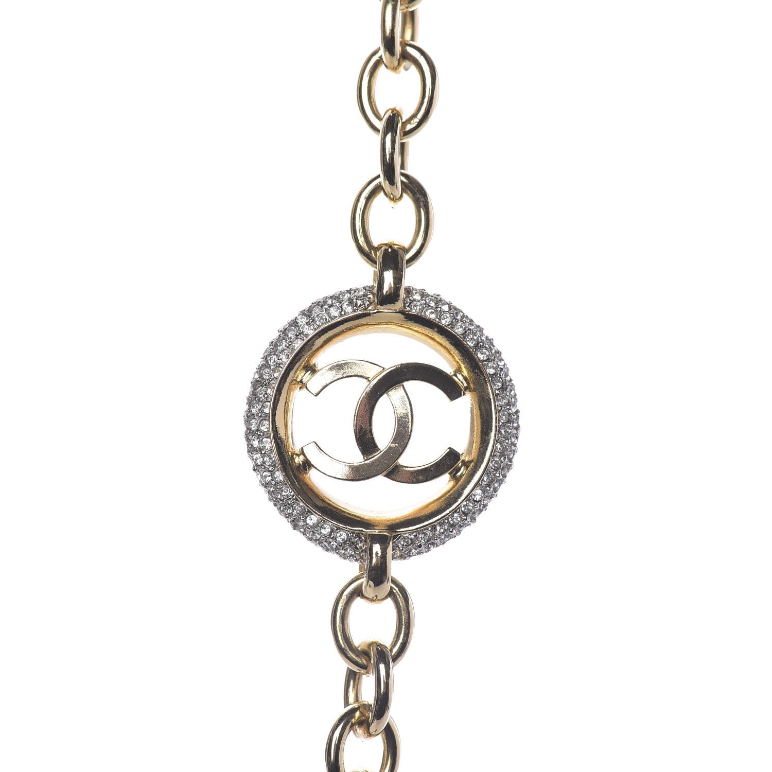 Chanel Crystal CC Chain Heart Necklace Gold 5 of 9